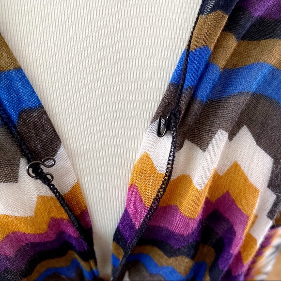 For Love & Lemons Chevron Tie Front Keyhole Blouse - Picture 7 of 7